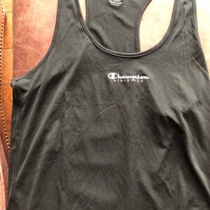 Champion Black Racerback Tank with White Logo